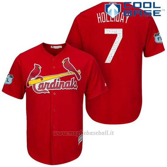 Maglia Baseball Uomo St. Louis Cardinals Matt Holliday Scarlet 2017 Allenamento Primaverile Cool Base Giocatore